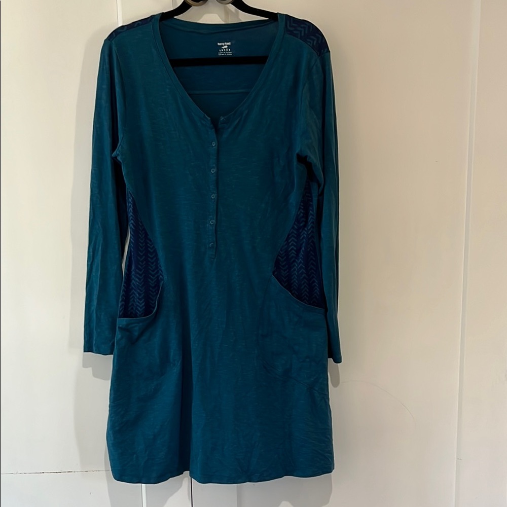 Horny Toad Teal Blue Soft Cotton Casual Comfy Dress